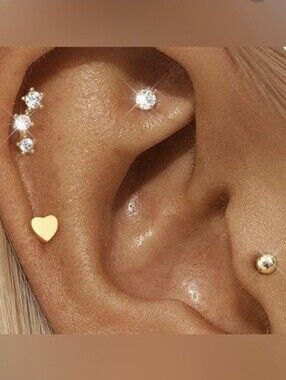 ✨️ 14K Gold Plated Flat Back Earrings 3 Pair Set, 0.8mm & Hypoallergenic!
